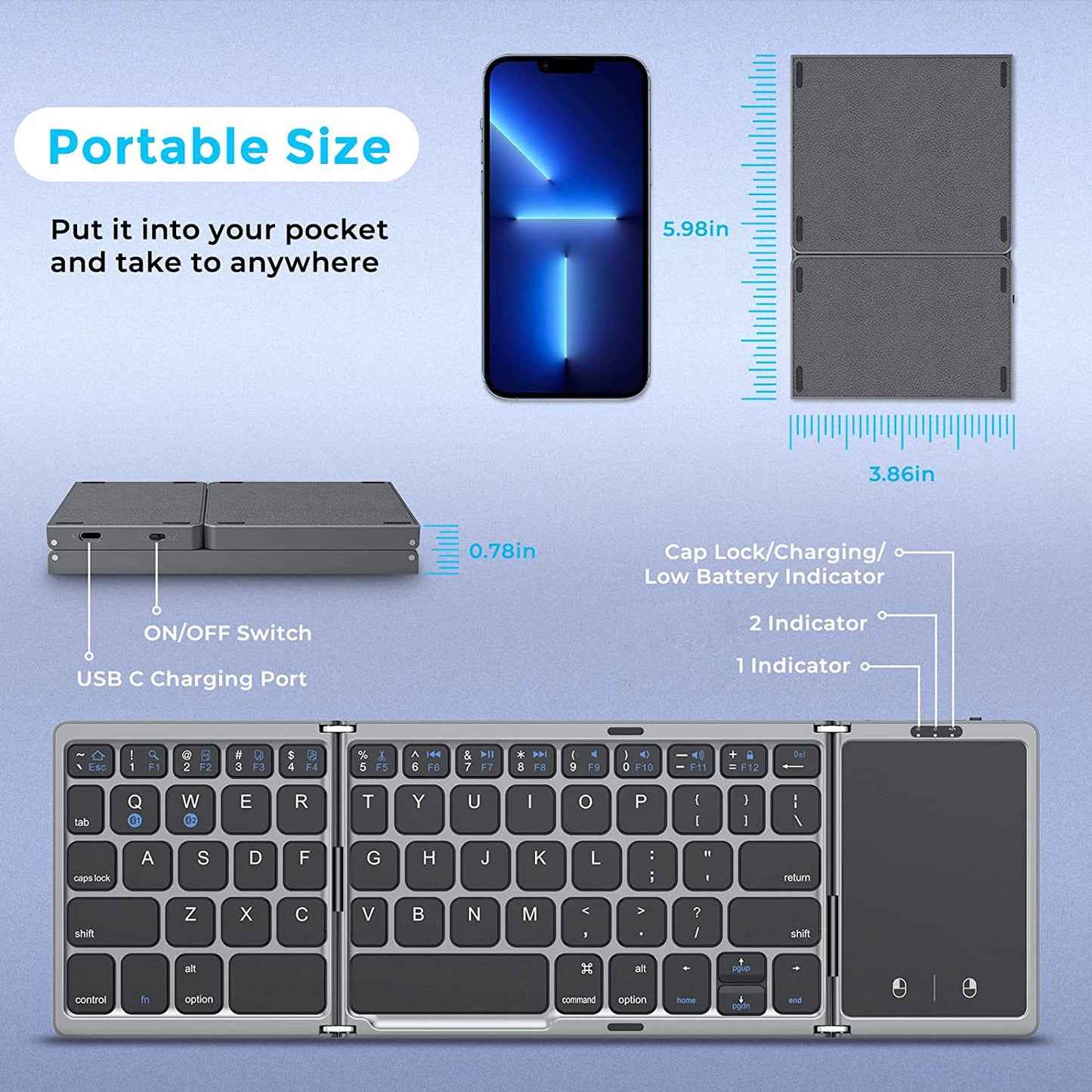 Seenda FlexFold: Foldable Wireless Bluetooth Keyboard